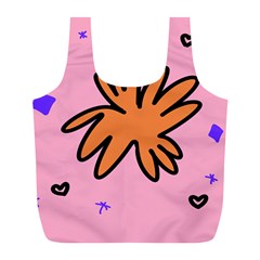 Doodle Flower Sparkles Orange Pink Full Print Recycle Bag (l) by Cemarart