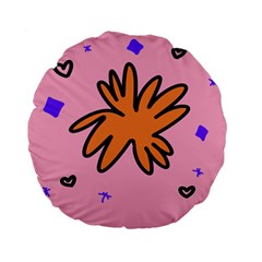 Doodle Flower Sparkles Orange Pink Standard 15  Premium Flano Round Cushions by Cemarart