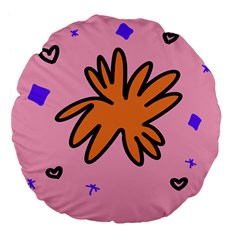 Doodle Flower Sparkles Orange Pink Large 18  Premium Flano Round Cushions