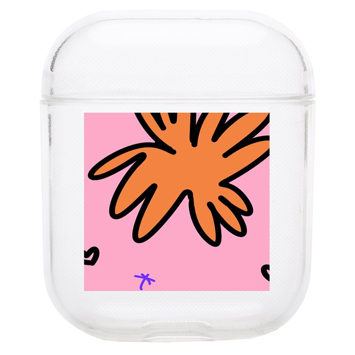 Doodle Flower Sparkles Orange Pink Soft TPU AirPods 1/2 Case