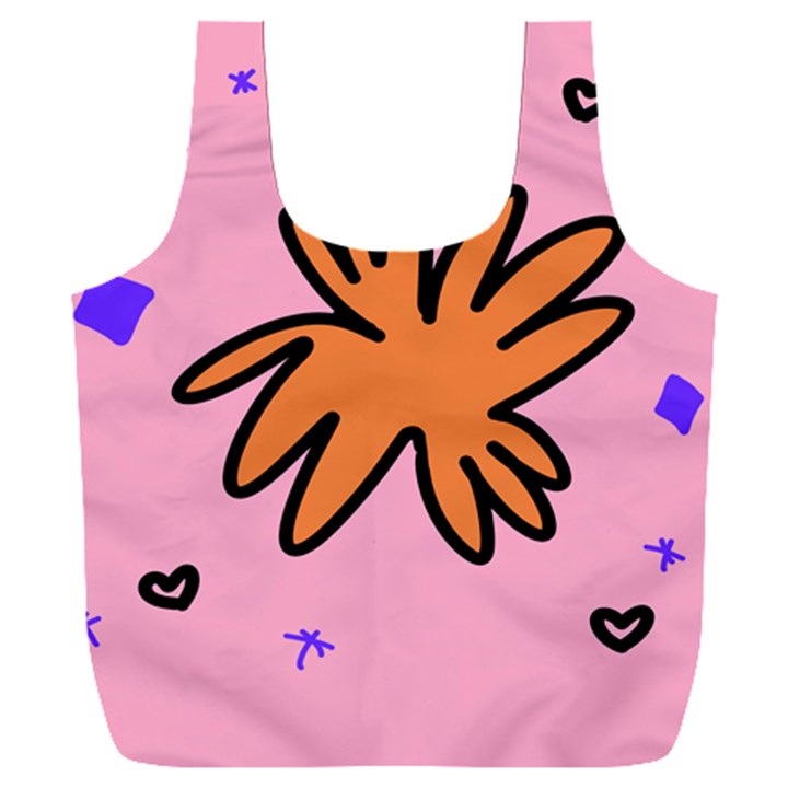 Doodle Flower Sparkles Orange Pink Full Print Recycle Bag (XXL)