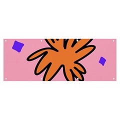 Doodle Flower Sparkles Orange Pink Banner And Sign 8  X 3  by Cemarart