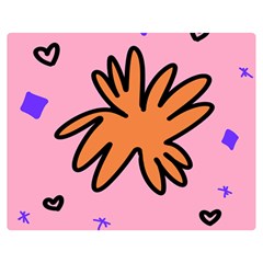 Doodle Flower Sparkles Orange Pink Premium Plush Fleece Blanket (medium) by Cemarart