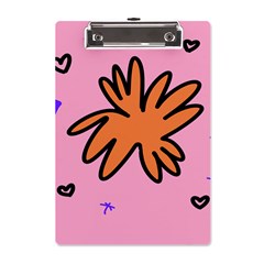 Doodle Flower Sparkles Orange Pink A5 Acrylic Clipboard by Cemarart