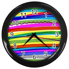 Print Ink Colorful Background Wall Clock (black) by Cemarart