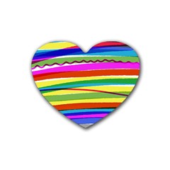 Print Ink Colorful Background Rubber Heart Coaster (4 Pack) by Cemarart