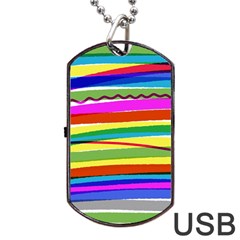 Print Ink Colorful Background Dog Tag Usb Flash (two Sides) by Cemarart