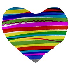 Print Ink Colorful Background Large 19  Premium Flano Heart Shape Cushions by Cemarart