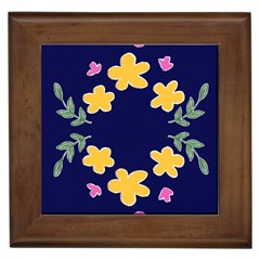 Doodle Flower Leaves Plant Design Framed Tile