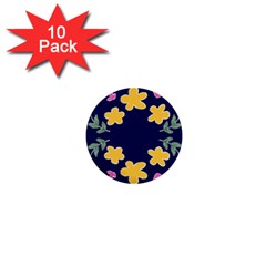 Doodle Flower Leaves Plant Design 1  Mini Buttons (10 pack) 