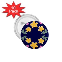 Doodle Flower Leaves Plant Design 1.75  Buttons (10 pack)