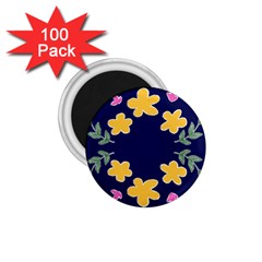 Doodle Flower Leaves Plant Design 1.75  Magnets (100 pack) 