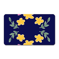 Doodle Flower Leaves Plant Design Magnet (Rectangular)