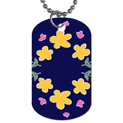 Doodle Flower Leaves Plant Design Dog Tag (One Side)