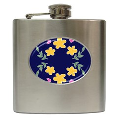 Doodle Flower Leaves Plant Design Hip Flask (6 Oz) by Cemarart