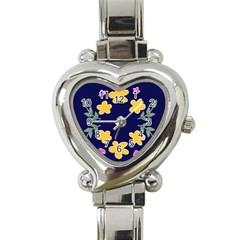 Doodle Flower Leaves Plant Design Heart Italian Charm Watch