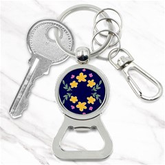 Doodle Flower Leaves Plant Design Bottle Opener Key Chain