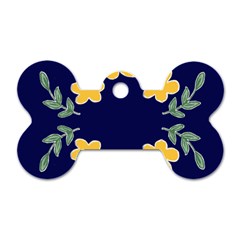 Doodle Flower Leaves Plant Design Dog Tag Bone (One Side)