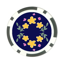 Doodle Flower Leaves Plant Design Poker Chip Card Guard