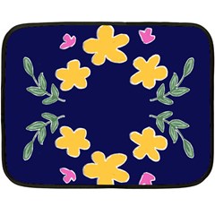 Doodle Flower Leaves Plant Design Two Sides Fleece Blanket (Mini)