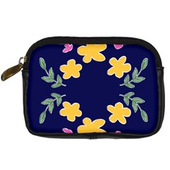 Doodle Flower Leaves Plant Design Digital Camera Leather Case