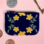 Doodle Flower Leaves Plant Design Mini Coin Purse Front