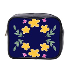 Doodle Flower Leaves Plant Design Mini Toiletries Bag (Two Sides)