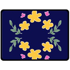 Doodle Flower Leaves Plant Design Fleece Blanket (Large)