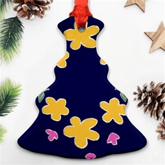 Doodle Flower Leaves Plant Design Christmas Tree Ornament (Two Sides)