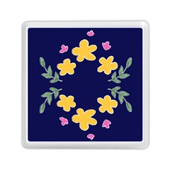 Doodle Flower Leaves Plant Design Memory Card Reader (Square)