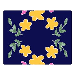 Doodle Flower Leaves Plant Design Premium Plush Fleece Blanket (Large)