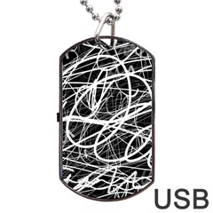 Ink Texture Colorful Blots Red Dog Tag Usb Flash (one Side) by Cemarart