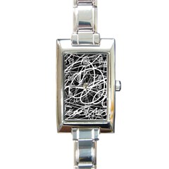 Flower Print Doodle Pattern Floral Rectangle Italian Charm Watch by Cemarart