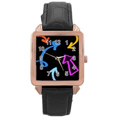 Ink Brushes Texture Grunge Rose Gold Leather Watch  by Cemarart