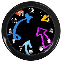 Colorful Arrows Kids Pointer Wall Clock (black) by Cemarart