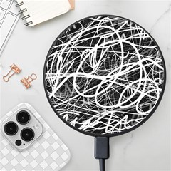 Flower Print Doodle Pattern Floral Wireless Fast Charger(black) by Cemarart