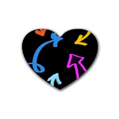 Colorful Arrows Kids Pointer Rubber Heart Coaster (4 Pack) by Cemarart