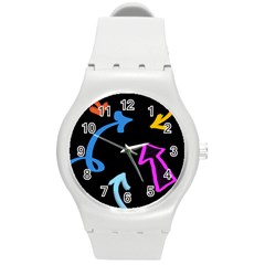 Colorful Arrows Kids Pointer Round Plastic Sport Watch (m) by Cemarart