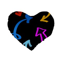 Colorful Arrows Kids Pointer Standard 16  Premium Heart Shape Cushions by Cemarart