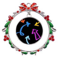 Colorful Arrows Kids Pointer Metal X mas Wreath Ribbon Ornament by Cemarart