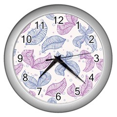 Boho Bohemian Flower Beige Brown Wall Clock (silver) by Cemarart