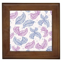 Leaves Line Art Background Framed Tile by Cemarart