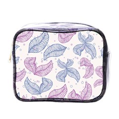 Leaves Line Art Background Mini Toiletries Bag (one Side) by Cemarart