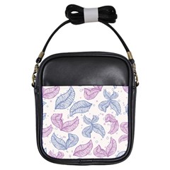 Leaves Line Art Background Girls Sling Bag by Cemarart