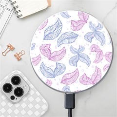 Boho Bohemian Leaves Branch Beige Wireless Fast Charger(white) by Cemarart