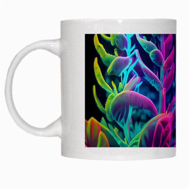 Spring Flower Neon Wallpaper White Mug