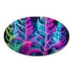 Spring Flower Neon Wallpaper Oval Magnet Front