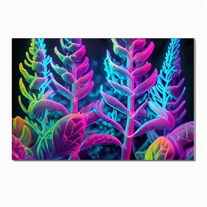 Spring Flower Neon Wallpaper Postcards 5  x 7  (Pkg of 10)