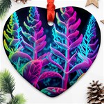 Spring Flower Neon Wallpaper Heart Ornament (Two Sides) Front