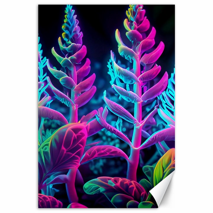 Spring Flower Neon Wallpaper Canvas 24  x 36 